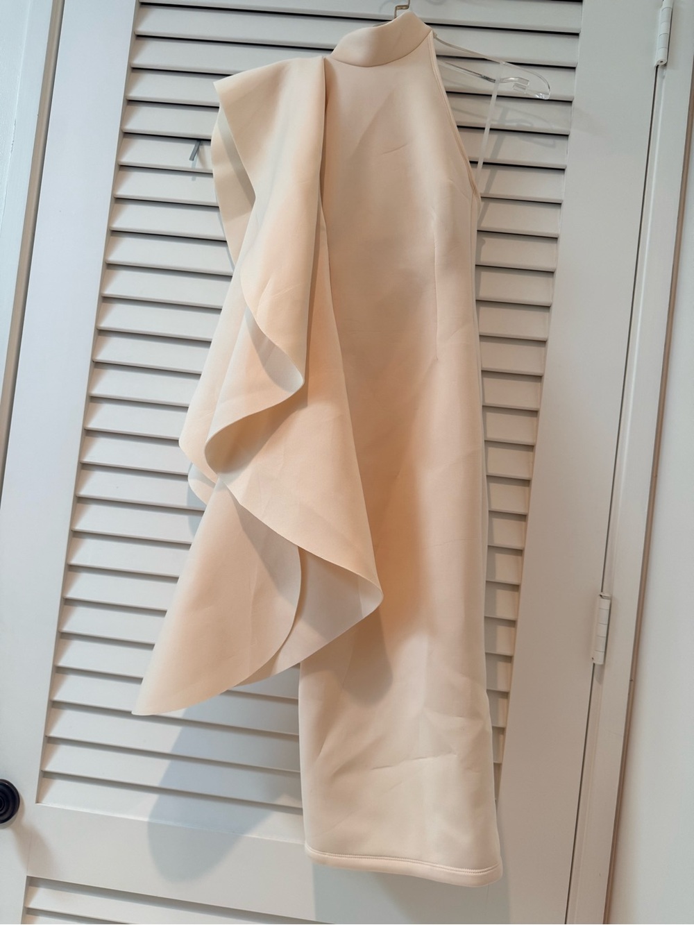 AKIRA Ivory One Shoulder Cascade Ruffle Cocktail Dress Small